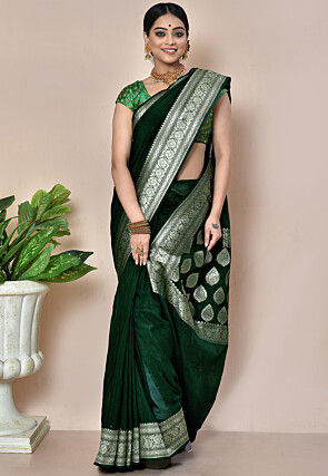 Banarasi Saree in Dark Green