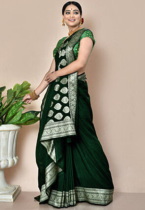 Banarasi Saree in Dark Green