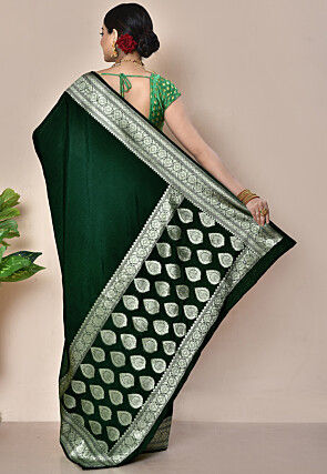 Banarasi Saree in Dark Green