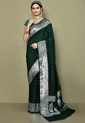 Banarasi Saree in Dark Green