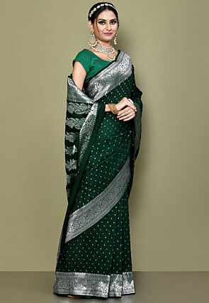 Banarasi Saree in Dark Green