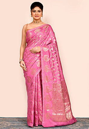 Banarasi Saree in Dark Pink