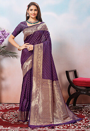 Banarasi Saree in Dark Purple