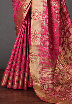 Banarasi Saree in Fuchsia and Golden