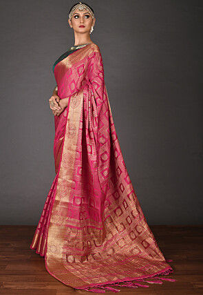 Banarasi Saree in Fuchsia and Golden