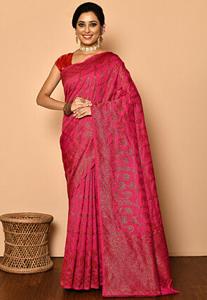 Banarasi Saree in Fuchsia