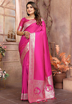 Banarasi Saree in Fuchsia