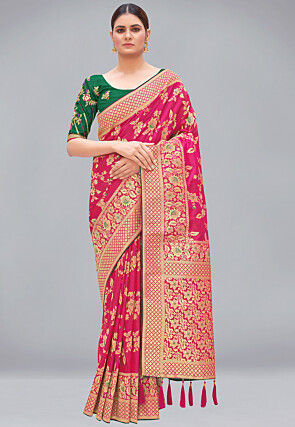 Banarasi Saree in Fuchsia
