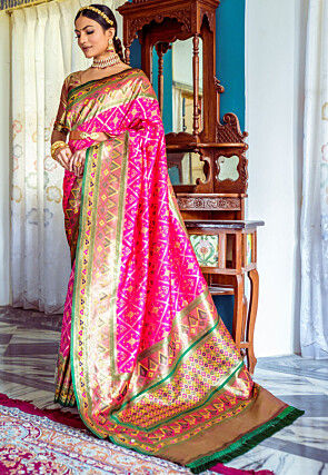 Buy Latest Rani Pink Party Wear Designer Banarasi Silk Saree | Designer  Sarees
