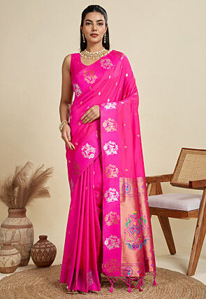 Banarasi Saree in Fuchsia