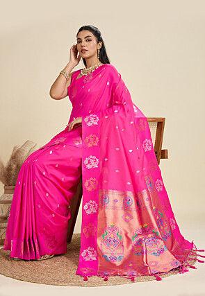 Banarasi Saree in Fuchsia