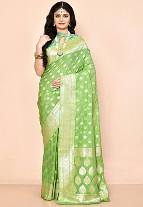 Banarasi Saree in Light Green