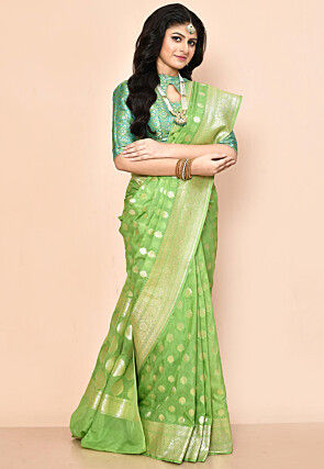 Banarasi Saree in Light Green