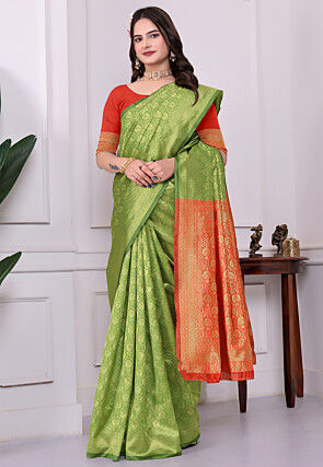 Banarasi Saree in Light Green