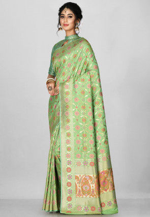 Banarasi Saree in Light Green