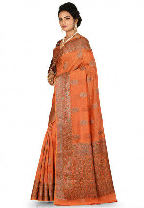 Banarasi Silk Saree in Light Orange