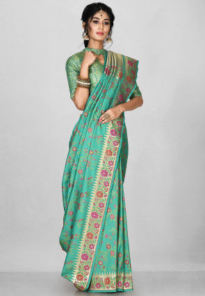 Banarasi Saree in Light Teal Green