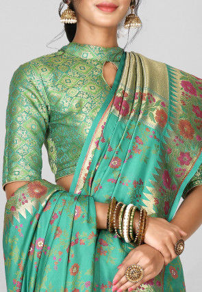 Banarasi Saree in Light Teal Green