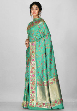 Banarasi Saree in Light Teal Green