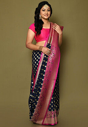 Banarasi Saree in Navy Blue