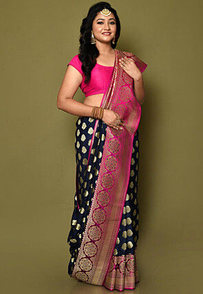 Banarasi Saree in Navy Blue