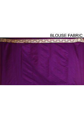 Banarasi Katan Silk Saree in Off White and Purple