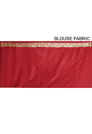 Banarasi Katan Silk Saree in Off White and Red