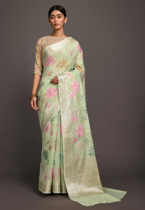 Banarasi Saree in Pastel Green