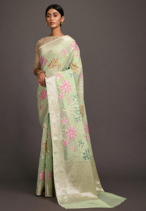 Banarasi Saree in Pastel Green