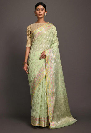 Banarasi Saree in Pastel Green
