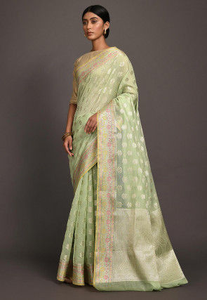 Banarasi Saree in Pastel Green