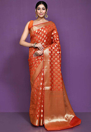 Banarasi Saree in Rust