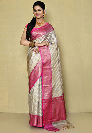 Banarasi Saree in Silver