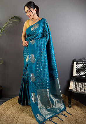 Banarasi Saree in Teal Blue