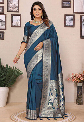 Banarasi Saree in Teal Blue