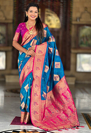 Banarasi Saree in Teal Blue