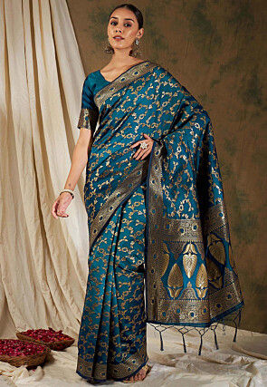 Banarasi Saree in Teal Blue