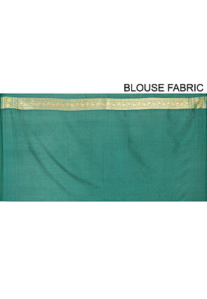 Banarasi Katan Silk Saree in Teal Green and Black
