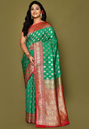 Banarasi Saree in Teal Green