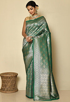 Banarasi Saree in Teal Green