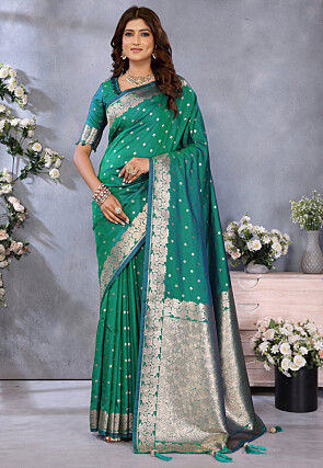Banarasi Saree in Teal Green