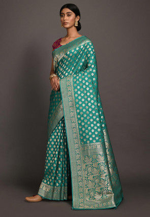 Banarasi Saree in Teal Green