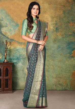 Banarasi Saree in Teal Green