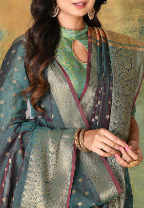 Banarasi Saree in Teal Green