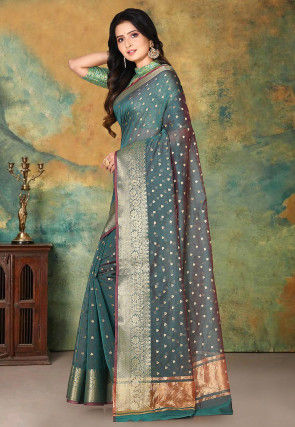 Banarasi Saree in Teal Green