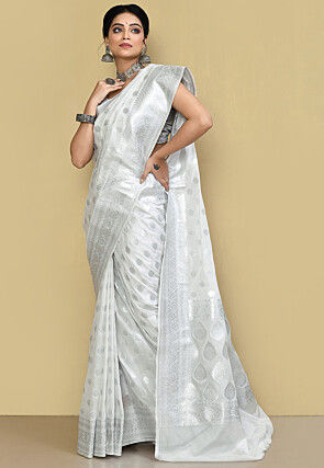 Banarasi Saree in White