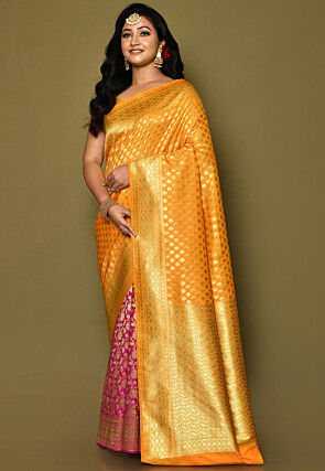 Banarasi Saree in Yellow and Magenta