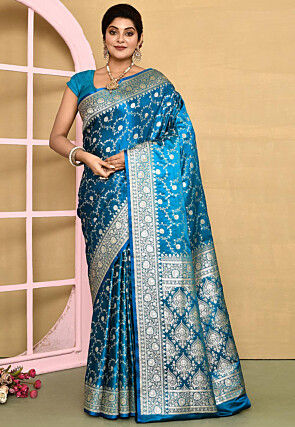 Banarasi Satin Silk Saree in Blue