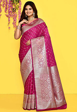 Banarasi Satin Silk Saree in Magenta