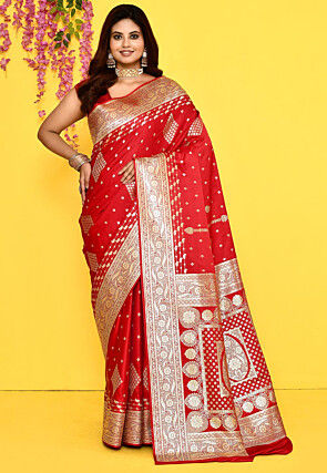 Banarasi Satin Silk Saree in Red